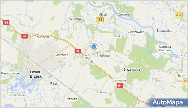 mapa Chróścina, Chróścina gmina Lewin Brzeski na mapie Targeo